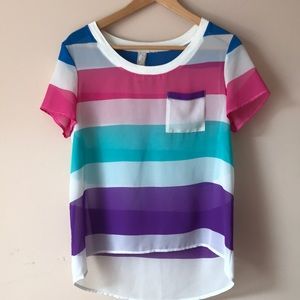 Sheer Striped hi-lo top